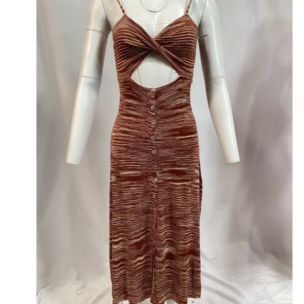 For Love & Lemons 'Isabela' Brown Midi Dress Size M - Picture 2 of 4
